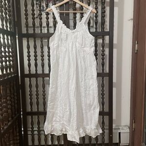 ENCHANTED White 100% Cotton Ruffle Cottage Nightgown Midi Dress Plus Size 22/24W